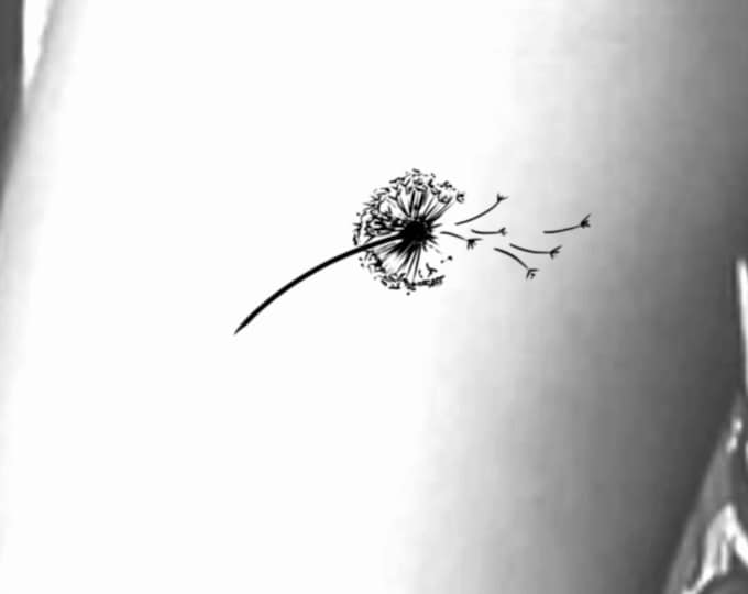 Dandelion Flower Temporary Tattoo / flower tattoo / floral