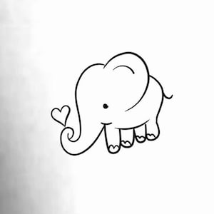 Elephant Heart Temporary Tattoo / elephant tattoo / baby elephant tattoo / animal  tattoo / heart tattoo / love tattoo /  simple tattoo