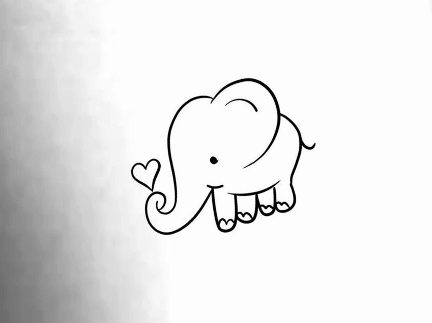 Elephant Heart Temporary Tattoo / elephant tattoo / baby elephant tattoo /  animal tattoo / heart tattoo / love tattoo / simple tattoo