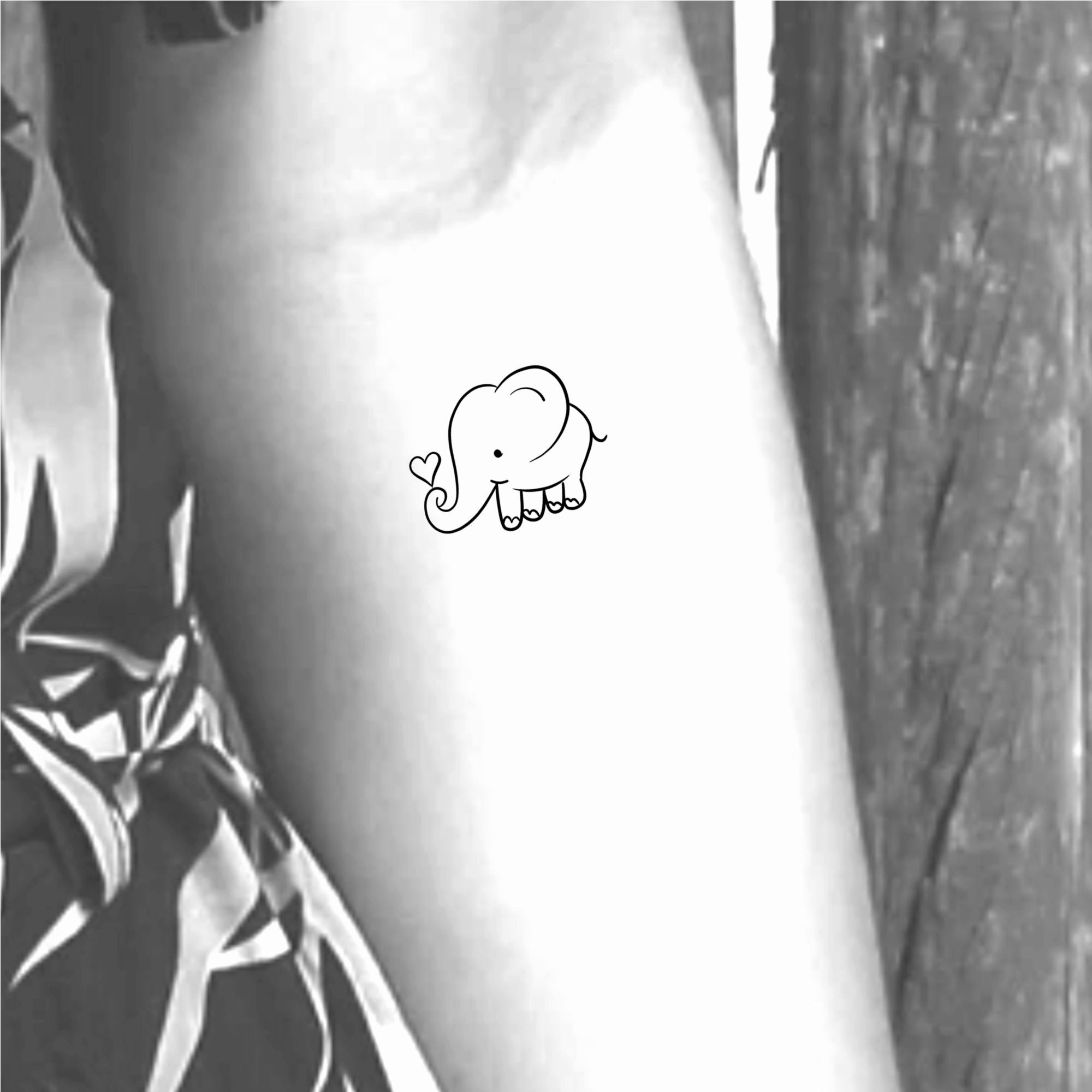 Elephant Heart Temporary Tattoo / elephant tattoo / baby elephant tattoo /  animal tattoo / heart tattoo / love tattoo / simple tattoo