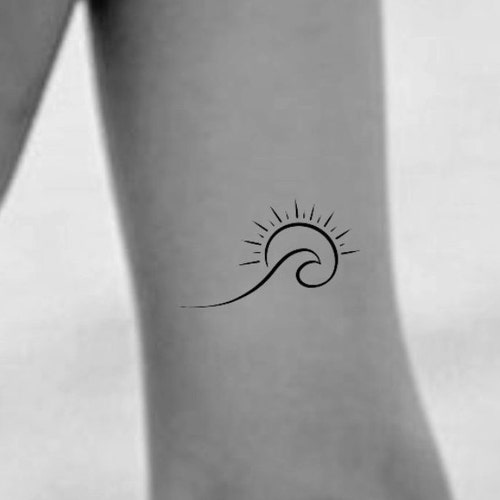 Sun Wave Temporary Tattoo / Sun Tattoo / Wave Tattoo Etsy