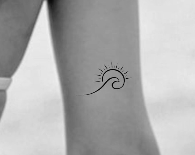 Sun Wave Temporary Tattoo / sun tattoo / wave tattoo