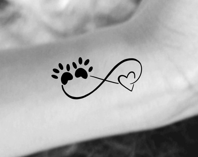 Infinity Paw Print Heart Temporary Tattoo / heart tattooInfinity tattoo / paw print tattoo / dog print tattoo