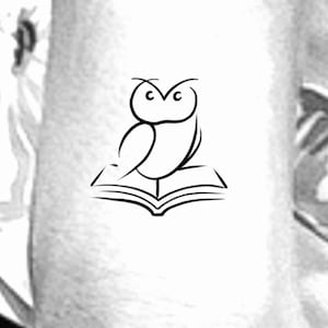 Owl Book Temporary Tattoo