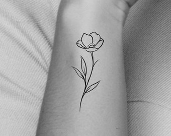 Wildflower Temporary Tattoo / floral tattoo / small tattoo / simple tattoo / floral tattoo 8