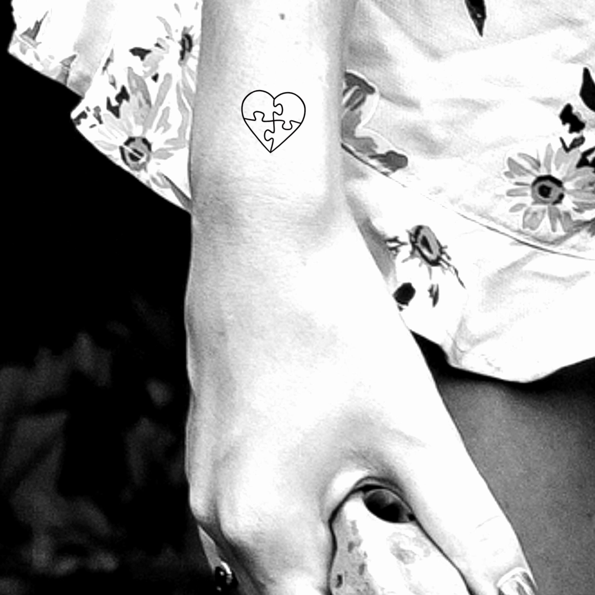 Puzzle Stück Herz Umriss temporäre Tattoo Etsy