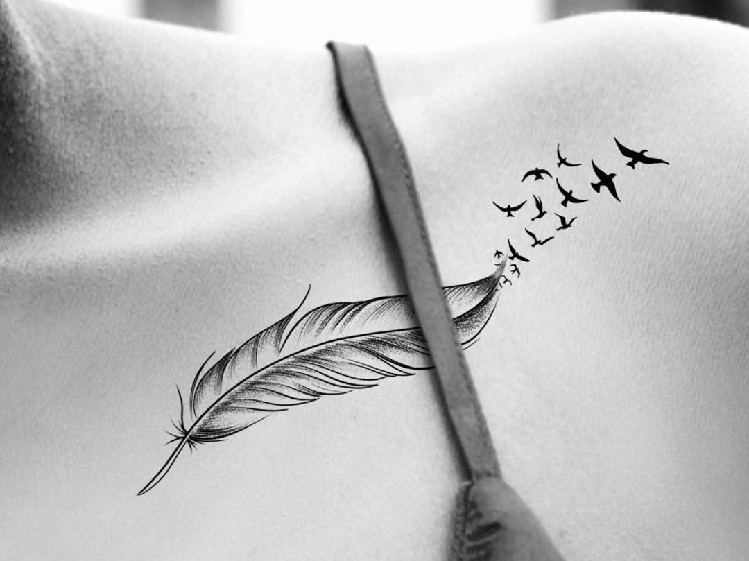 Feather Bird Temporary Tattoo - Etsy België, image size:1080x809