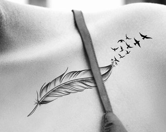 Feather Bird Temporary Tattoo