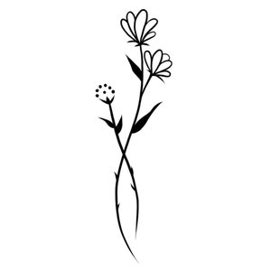 Wildflower Temporary Tattoo / Floral Tattoo / Small Tattoo / Simple ...