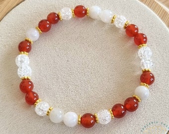 Endometriosis and painful periods bracelet / Natural stones Carnelian, Moonstone, Rock Crystal / Lithotherapy / Fertility