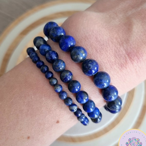 AAA Undyed Lapis Lazuli bracelet from Afghanistan in natural pearls 4/6/8 mm, lithotherapy, round and smooth semi-precious stone