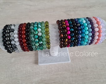 Bracelet Perles naturelles 8mm fait main et sur mesure / Pierres semi-précieuses / Au choix parmi 42 pierres naturelles / Idée cadeau litho