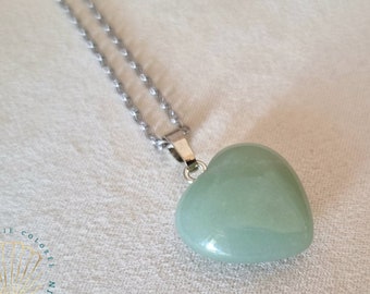 Aventurine Heart Pendant / Natural Stone Heart Necklace / Healing Jewelry / Women's Gift / Mother's Day, Valentine's Day / Lithotherapy