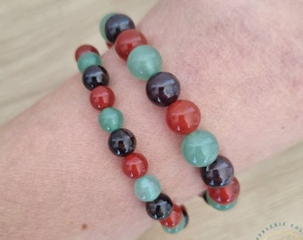 Pulsera Suerte y confianza en uno mismo / Piedras naturales Cornalina, Granate, Aventurina / Bienestar, joyas de litoterapia, Seguros, anclaje