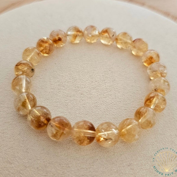 AAA Bracelet Citrine sur mesure en perles naturelles 6 ou 8mm / Bijou lithothérapie pierre naturelle / Pierre fine qualité extra / Abondance