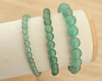 Bracelet Aventurine verte, Pierres naturelles 4mm/6mm/8mm, Bijou lithothérapie acné, eczéma et problème de peau, Bracelet Chance, Fait main