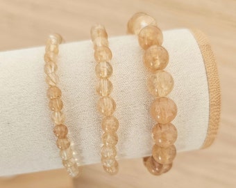 Bracelet Citrine sur mesure en perles naturelles 4/6/8mm, bijou lithothérapie pierre naturelle, pierre semi-précieuse