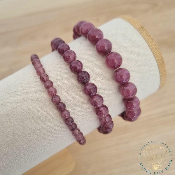 Bracelet Lépidolite A / Pierre naturelle 4/6/8mm / Bijoux bien être anxiété lithothérapie / Pierre semi précieuse / Bracelet anti stress