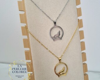 Plaque Pendentif Loup Avec Chaîne En Acier Inoxydable - Argenté, Motif Loup - Neuf Avec étiquettes