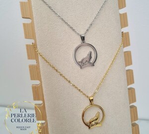 Pendentif Tête De Loup Acier Inoxydable 316L Pour Homme - Chaîne 55cm Incluse - Bijou Massif Argenté Et Noir
