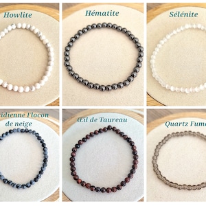 Handmade and custom-made 4 mm natural pearl bracelet / Semi-precious stones / Choice of 40 natural stones / Litho gift idea image 4