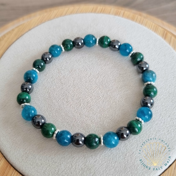 ARTHRITIS ARTHROSIS BRACELET / Natural stones Malachite, Apatite, Hematite / Lithotherapy / well-being / Back pain / Muscle pain