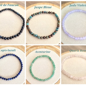 Handmade and custom-made 4 mm natural pearl bracelet / Semi-precious stones / Choice of 40 natural stones / Litho gift idea image 6