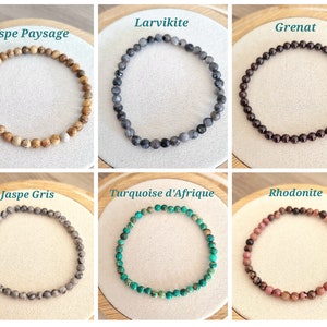 Handmade and custom-made 4 mm natural pearl bracelet / Semi-precious stones / Choice of 40 natural stones / Litho gift idea image 5