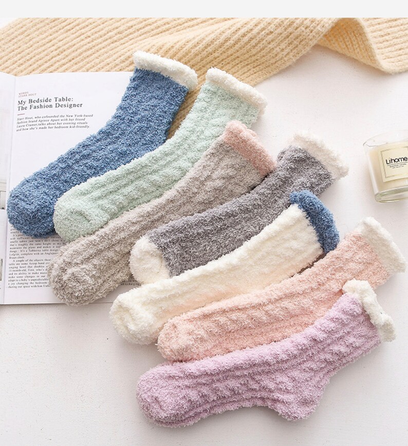 Fuzzy Warm Slipper Socks Women Super Soft Microfiber Cozy - Etsy