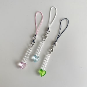 Pastel Heart Phone Charm | Mini Beaded Keychain bild 1