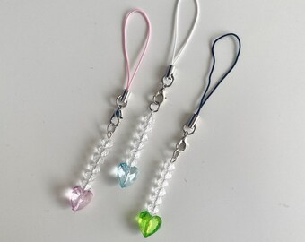 Téléphone portable pastel coeur | Mini porte-clés en perles