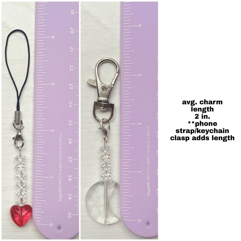Pastel Heart Phone Charm | Mini Beaded Keychain bild 3