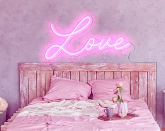 Love neon sign- light up sign,  love Wall Décor,  Custom Neon Sign, LED neon sign, love art, gift for him, romantic gifts, custom love neon