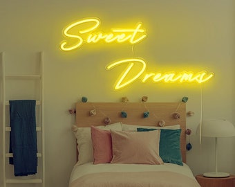 Sweet Dreams Neon Light - Above Bed Neon Sign, Neon Sign for Home, Bedroom Neon Sign, LED Word Light, Word Sign, Kids Room Neon Sign