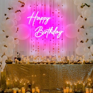 Neon alles Gute zum Geburtstag Zeichen | Geburtstagsparty Neon Dekoration | Benutzerdefinierte LED Neon Geschenkidee | Geburtstags-Party-Foto-Hintergrund | Überraschungs-Party-Licht