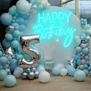 Happy Birthday Neon Light | Custom Birthday Gift | Neon Party Decor | LED Neon Photo Backdrop | Birthday Party Celebration Neon Sign