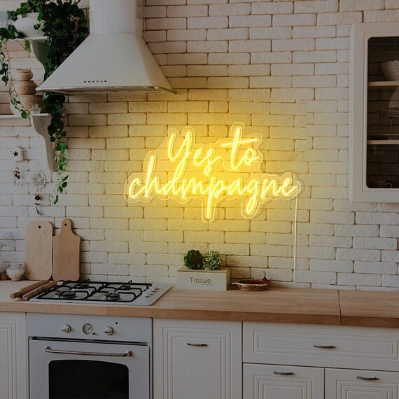 Yes to Champagne Neon Sign Custom Bar Decoration Neon Light Sign