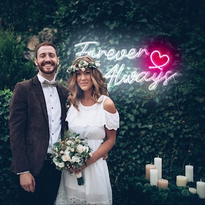Forever & Always Neon Sign | Custom LED Neon Wedding Light | Romantic Quote Neon Art | Wedding Party Photo Backdrop | Love Neon Light Sign