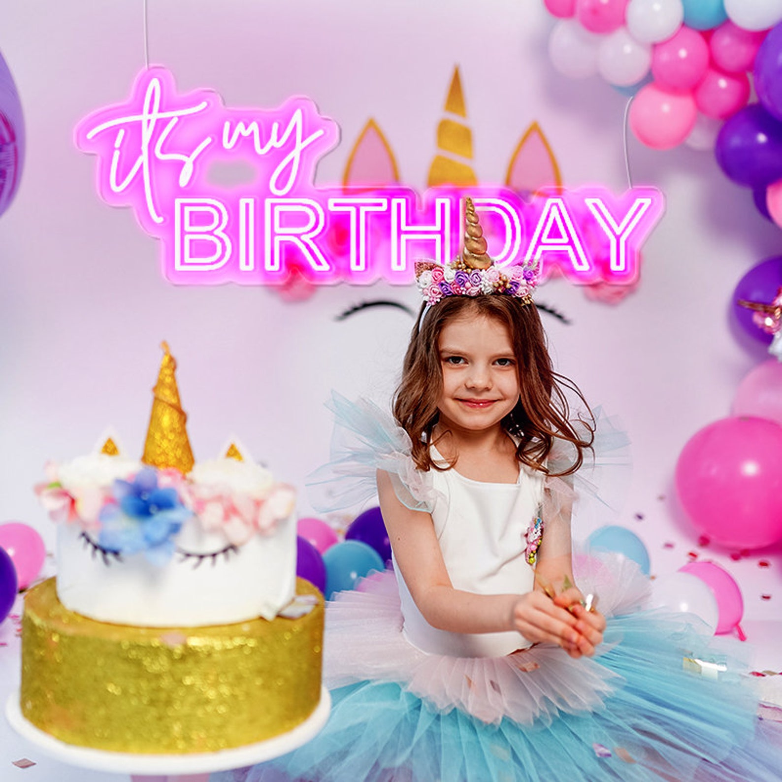 Its My Birthday Sign Neon Words Birthday Party Sign Etsy UK