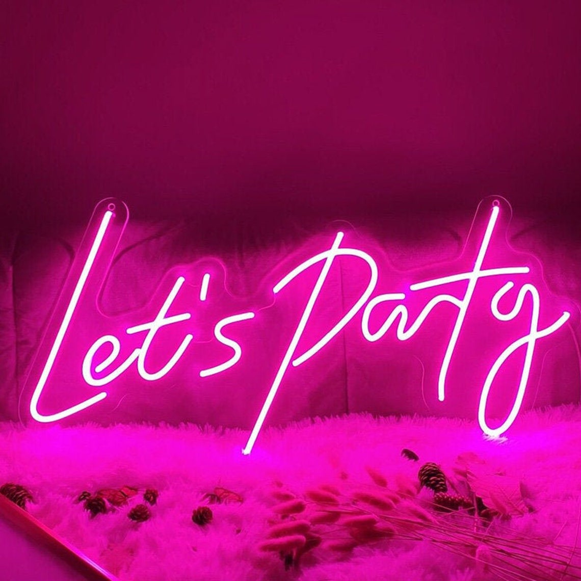 Lets Party Neon Sign Party Decor LED Neon Sign Pool Party Etsy UK