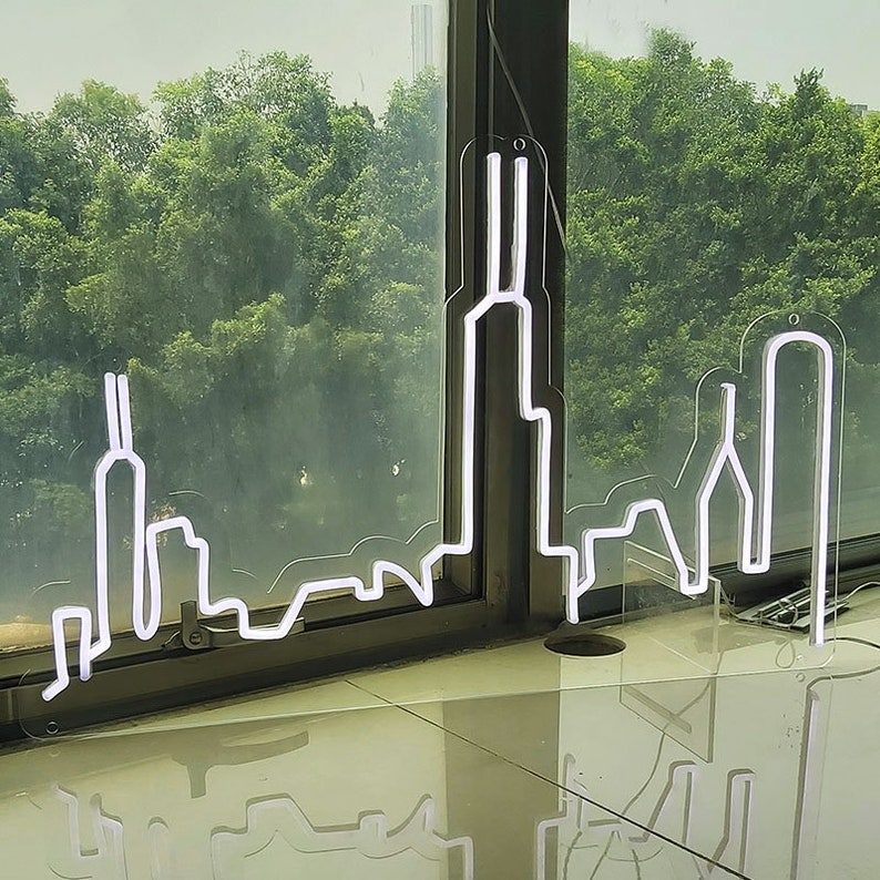 Chicago Skyline Neon Sign Custom Skyline Boston Skyline Etsy