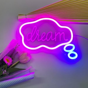 Insegna al neon da sogno / Arredamento al neon per la casa e la camera da letto / Insegna al neon a LED alimentata tramite USB / Idea regalo personalizzata / Insegna luminosa al neon personalizzata / Insegna fatta a mano
