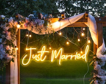 Just Married LED Neon Schild - Neon Deko, Custom Neon Schild Schlafzimmer, Custom Hochzeit Neon Leuchtschilder, Kaffeeladen Salon Neon Schilder