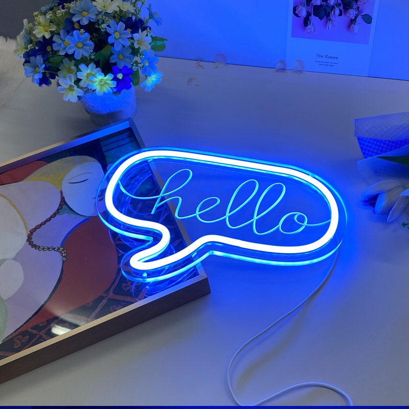 Hello Neon Sign letrero de neón neón sign dormitorio arte | Etsy