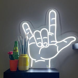 I Love You Sign Neon Light | ASL Love Neon Sign | Custom LED Neon Art ...