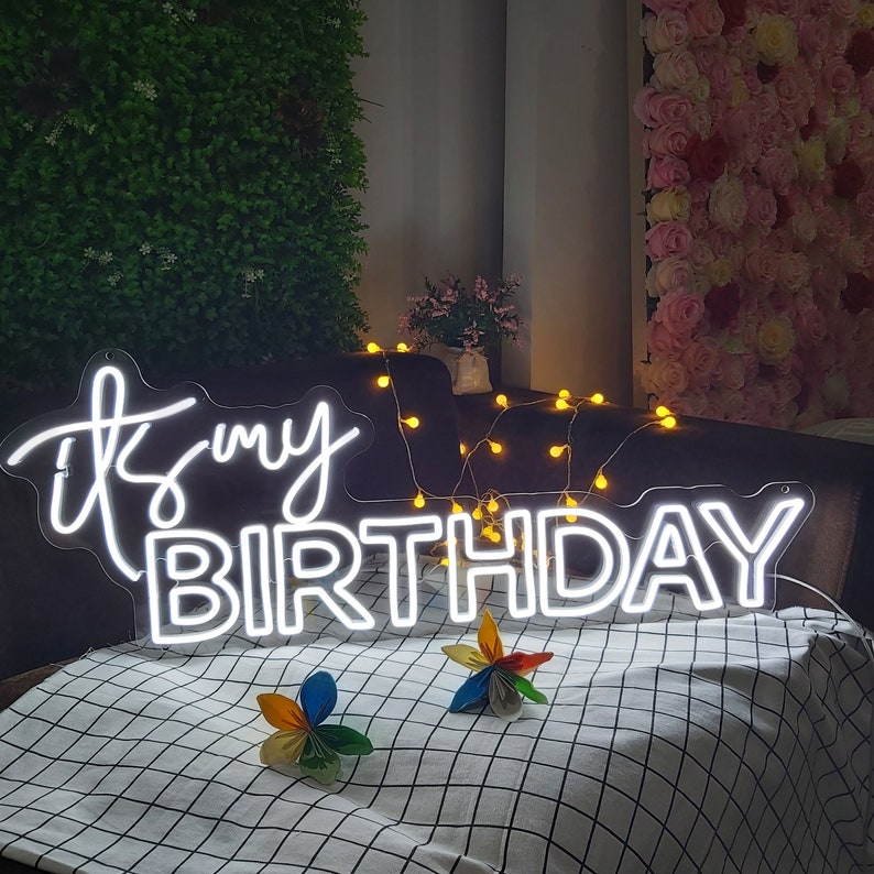 Its My Birthday Sign Neon Words, Birthday Party Sign, Birthday Neon Sign, Birthday Gift, Window Neon Sign, Bar Sign, Party Decoration 21 image 3
