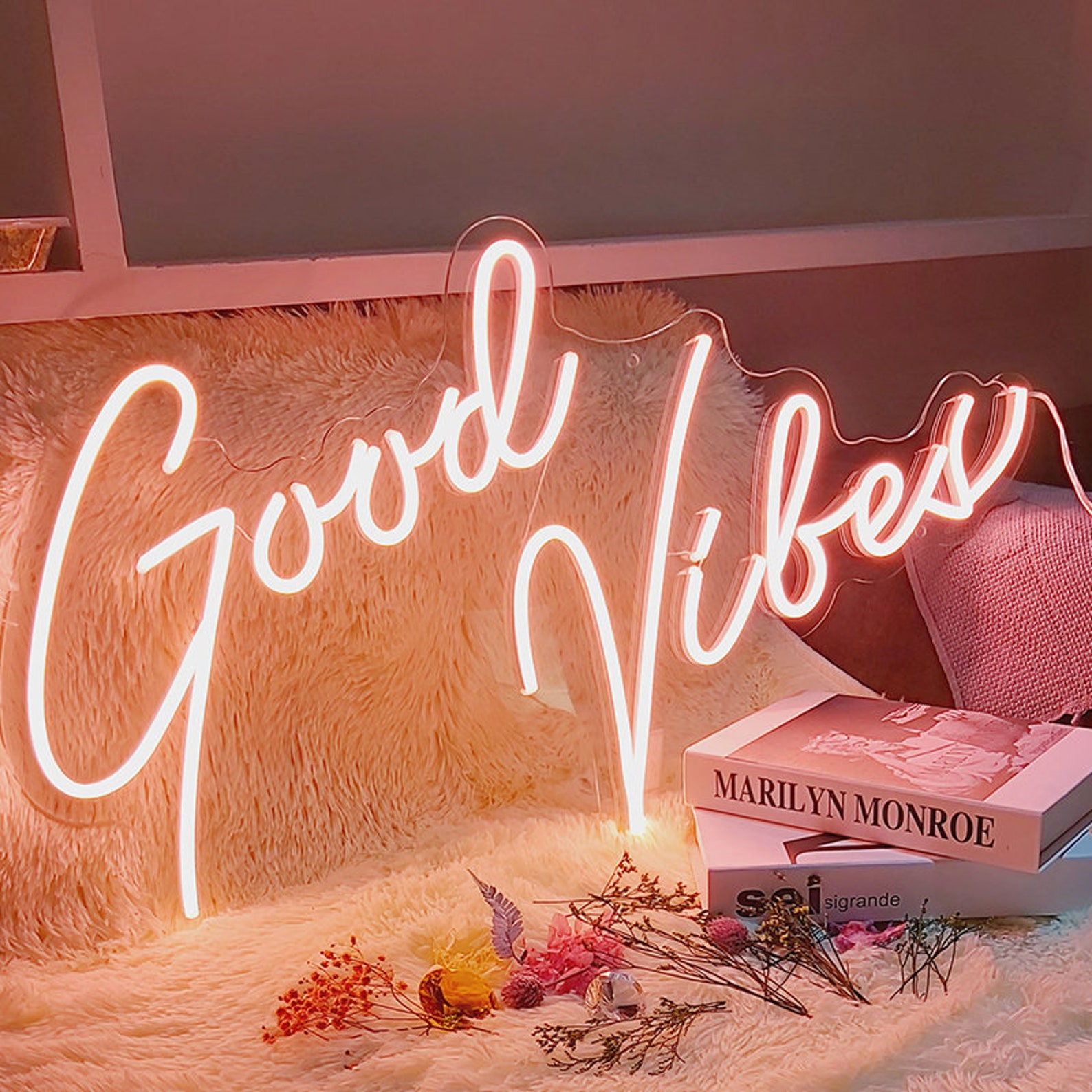Good Vibes Neon Sign Wall Art Neon Signs Custom Party Sign Etsy