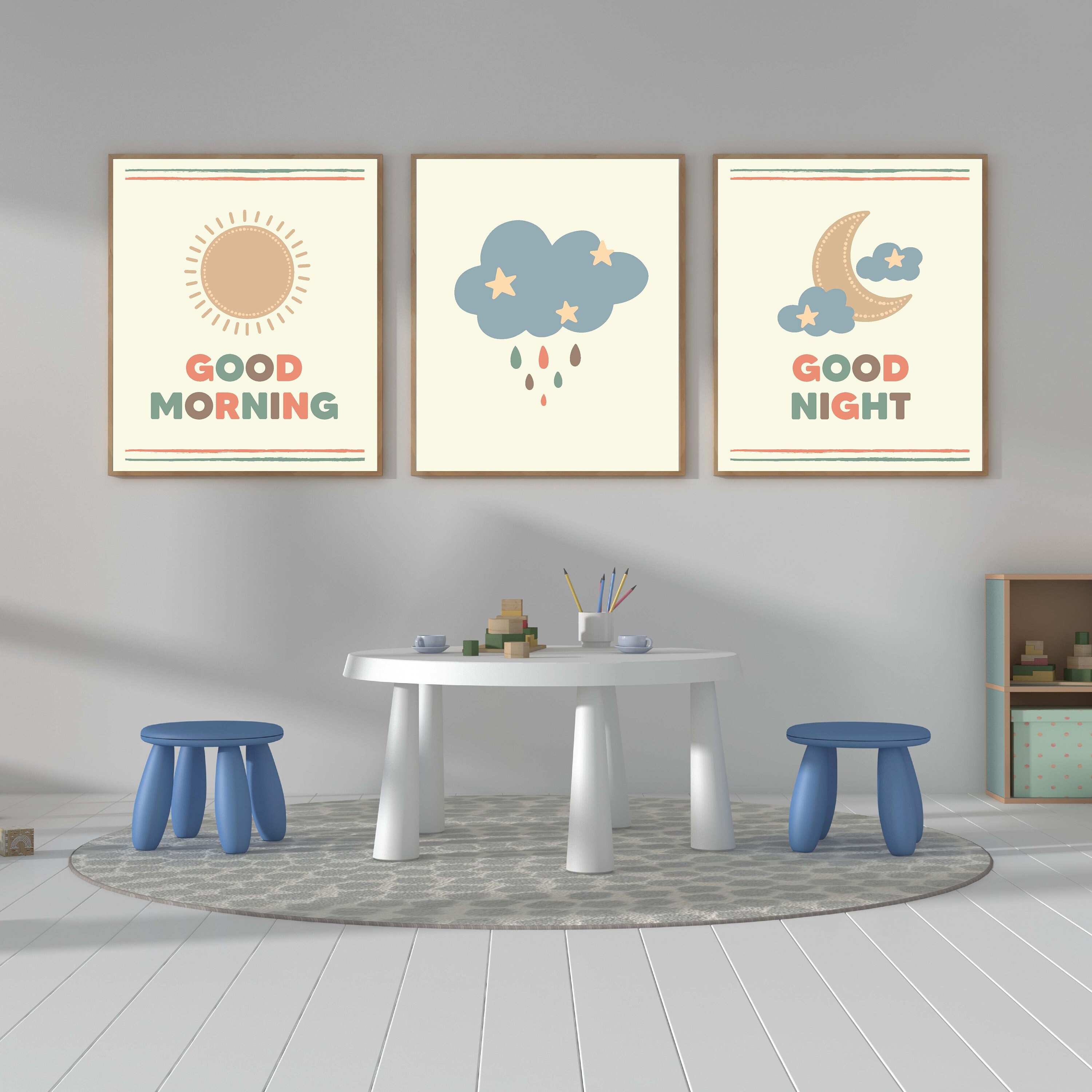 Set of 6 Kids Study Room Wall Art ABC 1 to 20 Good Morning | Etsy