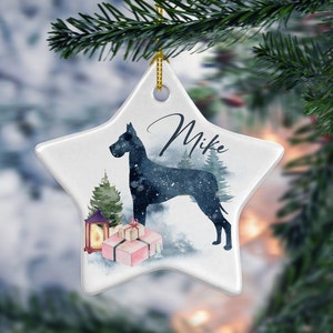 Custom Great Dane Dog Ceramic Ornaments, Dog memorial gift, Christmas ornament