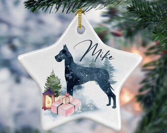 Custom Great Dane Dog Ceramic Ornaments, Dog memorial gift, Christmas ornament